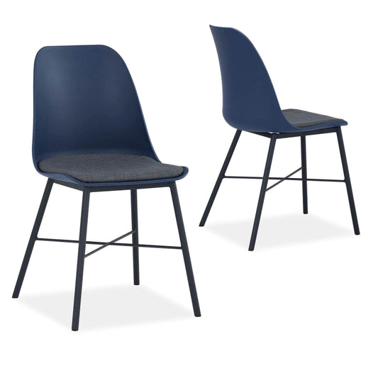 Olsen | Plastic Mid Century Dining Chairs | Set Of 2 | Dark Blue