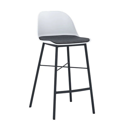 Olsen | Plastic Black White Metal Mid Century Bar Stools | White