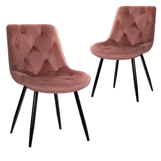 Stamford | Modern Metal Velvet Dining Chairs | Set Of 2 | Pink